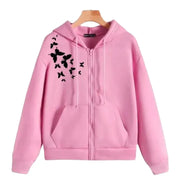 Butterflies Printed Zipper Hoodie for Girls & Women