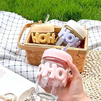 Cute Glass Straw Cup for Girls - 350 Ml