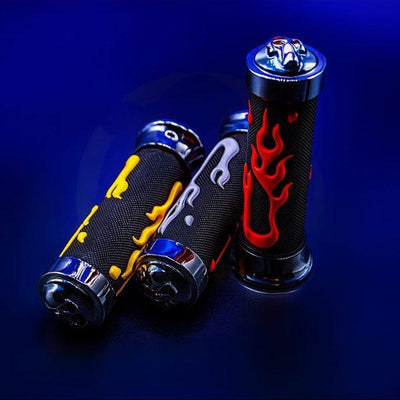 Universal Motorcycle Handlebar Grips 7/8? – Skull Head Flame Rubber