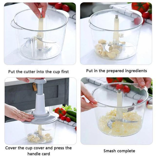Push Food Chopper - 1 Pc Easy To Use Kitchen Tool for Effortless Meal Prep