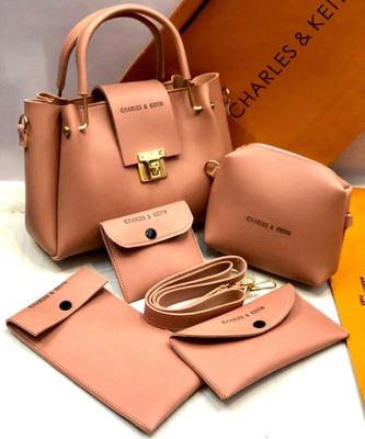 Stylish Leather Hand Bag Set for Girls - 5 Pcs Collection