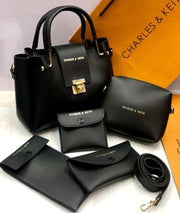 Stylish Leather Hand Bag Set for Girls - 5 Pcs Collection