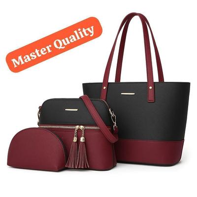 Stylish Girl's Black Rexine Hand Bag Set - 3 Pcs 99 in stock