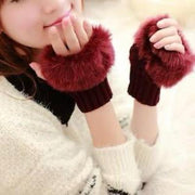 Warm Fingerless Gloves - 1 Pair Fur Lined Women's Winter Accessory