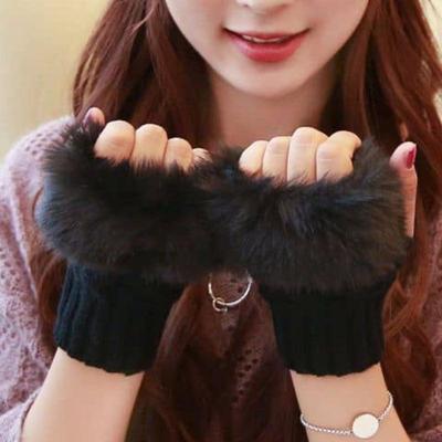Warm Fingerless Gloves - 1 Pair Fur Lined Women's Winter Accessory