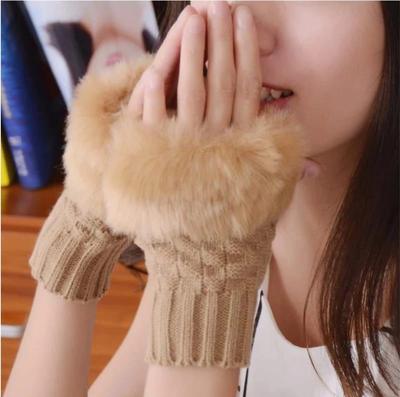Warm Fingerless Gloves - 1 Pair Fur Lined Women's Winter Accessory