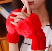 Warm Fingerless Gloves - 1 Pair Fur Lined Women's Winter Accessory