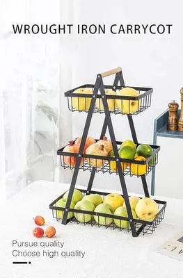 Stylish Black Iron Fruit Basket - 1 Pc