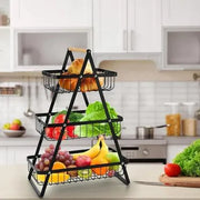 Stylish Black Iron Fruit Basket - 1 Pc