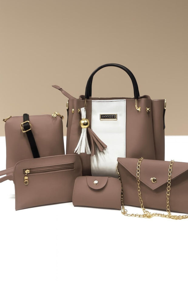 Women's PU Leather Plain Hand Bag Set 2