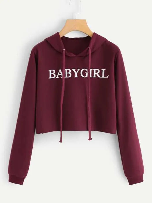 Cropped Hoddie Maroon Baby