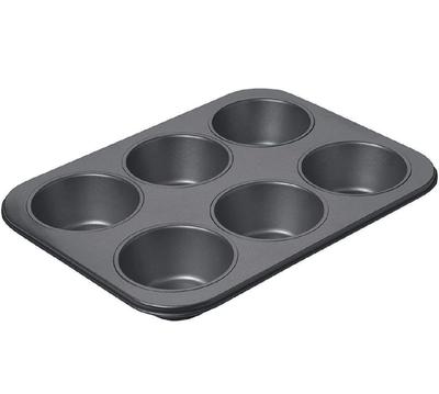 6-Cup Non-Stick Muffin Pan – Heavy Duty Carbon Steel Cupcake Baking Tray