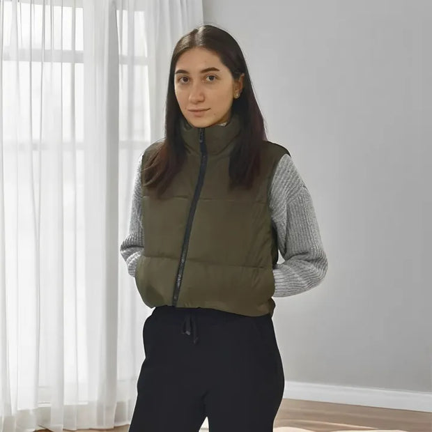 Cropped Padded Gilet Jacket