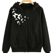 Butterflies Printed Zipper Hoodie for Girls & Women