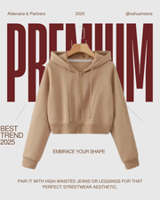 Plain Zipper Crop Hoodie For Women & Girls