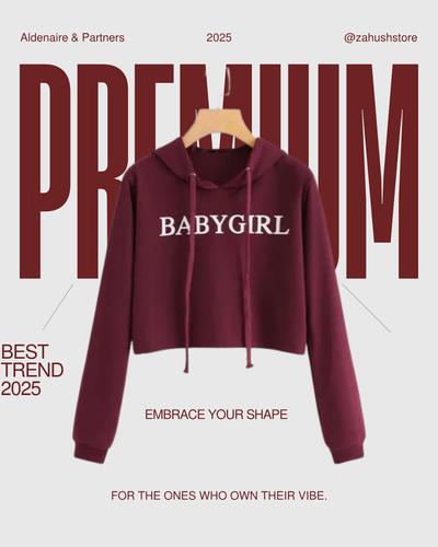 Cropped Hoddie Maroon Baby