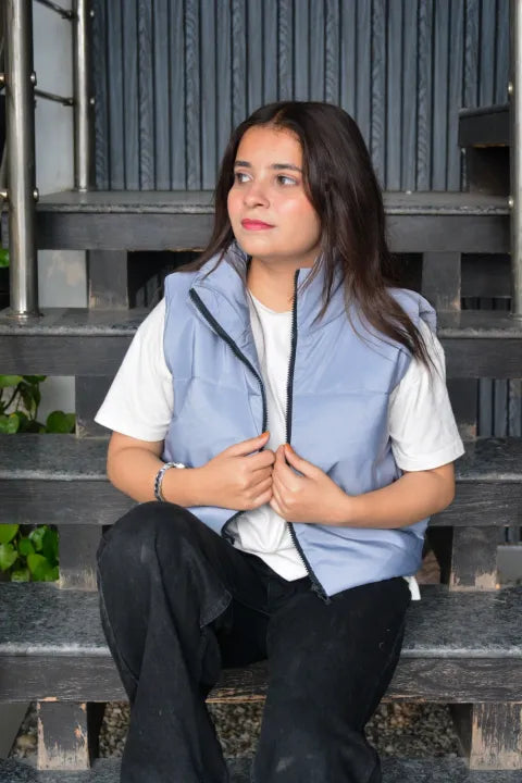 Cropped Padded Gilet Jacket